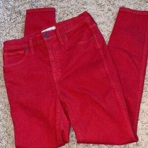 Madewell Red High-Rise Skinny Denim
